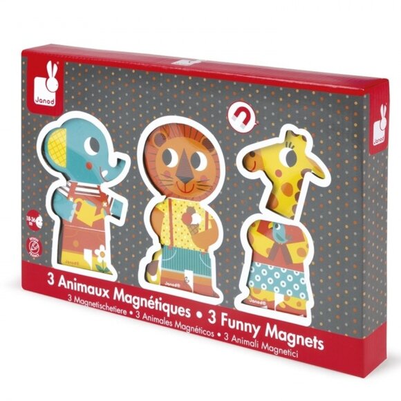 Janod Funny Wooden Magnets 3 Animals -A Day At The Zoo  Brand New - Picture 6 of 9